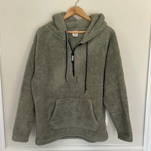 Victoria’s Secret PINK Cozy Green Sherpa Hoodie women’s size medium